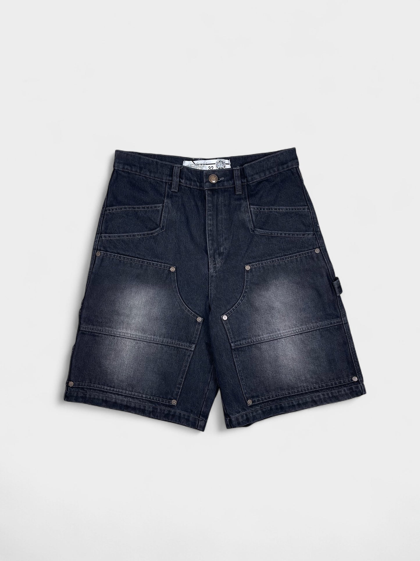 Double Knee Carpenter Jorts - Washed Charcoal