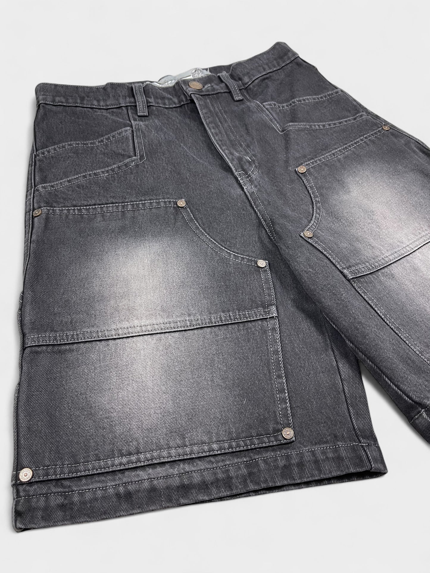 Double Knee Carpenter Jorts - Washed Charcoal